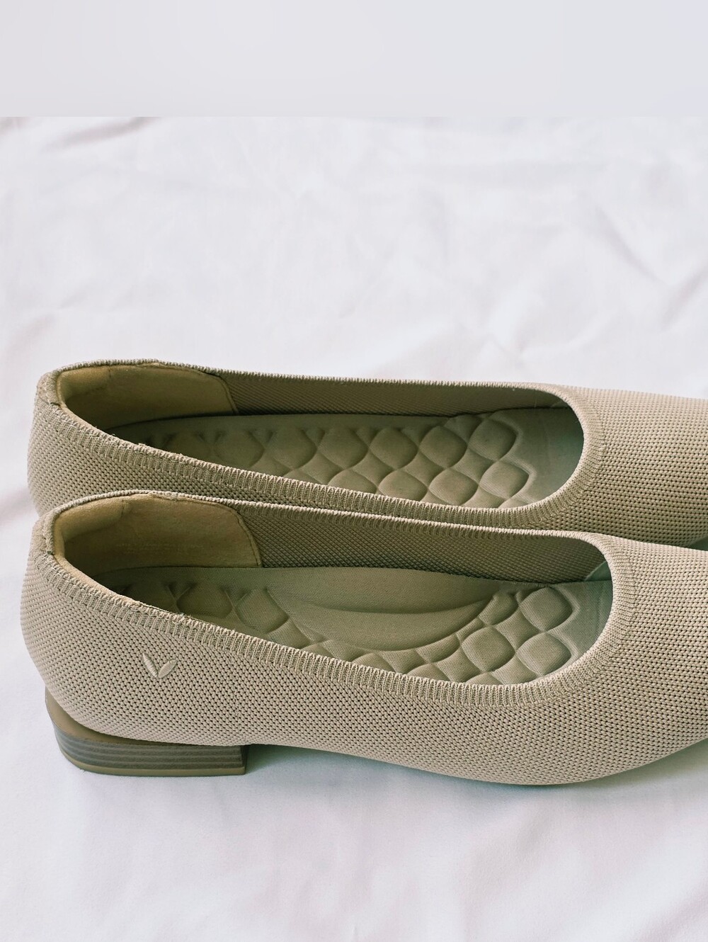 Everyday Knit Square Toe Flats in Light Beige (Vivaia Minnie Pro) 40.5
